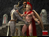 Busty fallow deer-like woman gives head to a horny Roman legionnaire