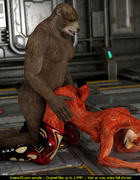 Bear-like dude fucks hard fox-like woman in high boots in various poses