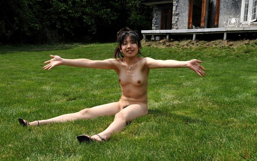 Nude youngster playing around on the lawn and on the deck. - XXXonXXX - Pic 6