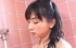Japanese cutie in a blue bikini in the bathroom