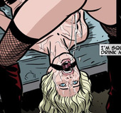 Roped blonde hottie getting fucked by a whole squad of horny prison guards.