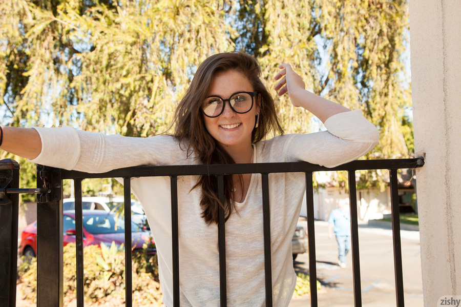 Pretty teen in glasses and polka-soy skirt  - XXX Dessert - Picture 6