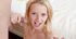When blond slut unzips a guys pants, a stiff cock pops out that she hungrily