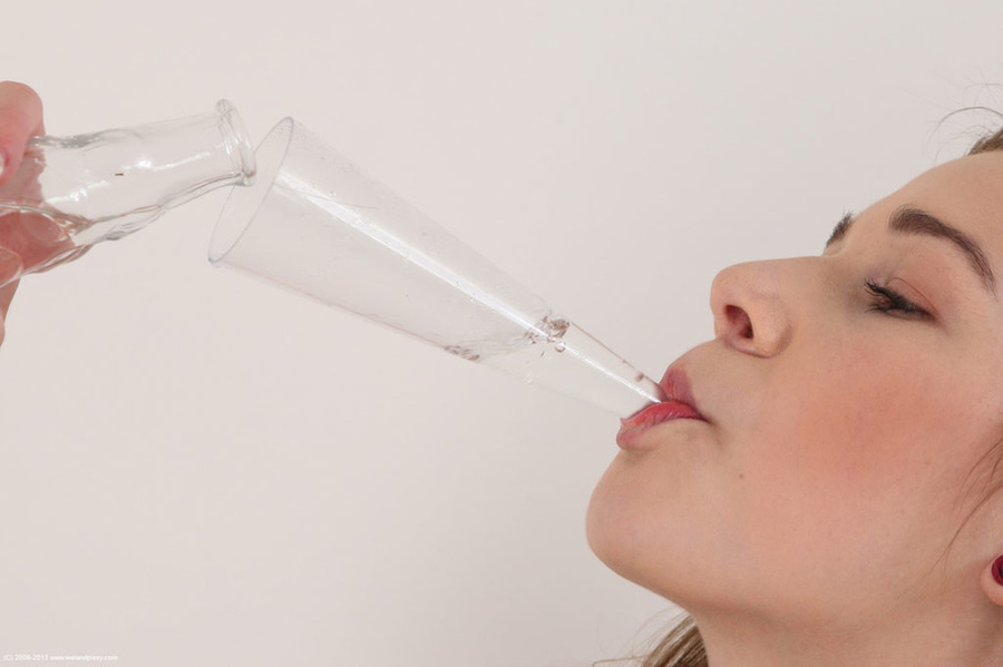 Delish madam in a striped top and blue pants licks her piss from the toilet seat. - XXXonXXX - Pic 15