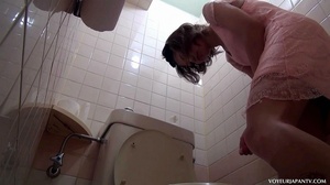 Nasty slim Asian chick caught on spy camera masturbating in toilet on her period - XXXonXXX - Pic 16