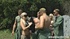 Sex-hungry soldiers handling two sexy blondies one by one outdoors