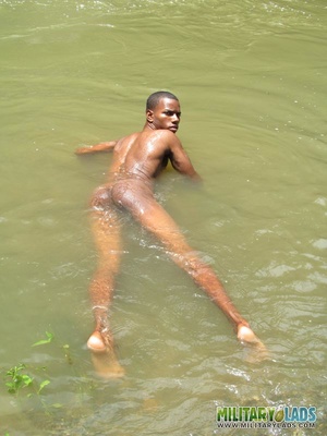 Lad takes off his camo jacket and gets in the river naked. - XXXonXXX - Pic 9