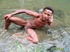 Naked brother showing off his yummy privates in the river.