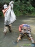 Military lad in camo threads gets a sticky facial in the river.