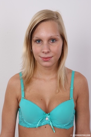 Cute blonde teeny in a blue lingerie and - Picture 6