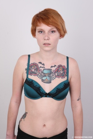 Amazing teen redhead with colorful tatto - Picture 6