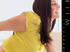 brunette coed ywllow blouse