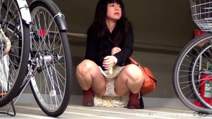 Chicks caught by hidden camera as they expose butt and pussy to pee outdoors - Picture 8