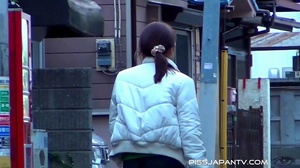 Cute chic Asian chicks pressed in the street caught on camera spraying hot pee - Picture 14