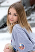 Petite blondie in big T-shirt strips to show hot ass, pussy and tits in
