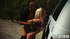 Inked blonde teeny with plaits gets pounded badly in the van when she