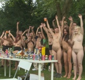 Awesome shots from naked relaxed group fucking at the garden party with