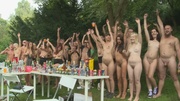 Awesome shots from naked drunk group fucking at the garden party with lots of booze