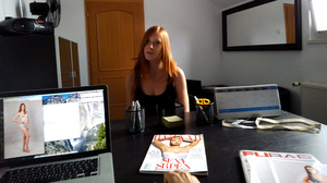 Ginger teen in a black top and jeans ski - XXX Dessert - Picture 3