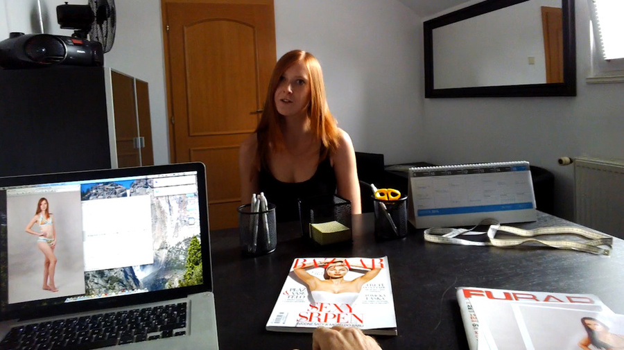 Ginger teen in a black top and jeans skirt  - XXX Dessert - Picture 3