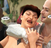 The Little Red Riding-hood's mom rocking with a blond logger and his black