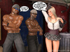 Blonde slut takes facial after dirty threesome with two black rappers