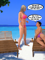 Nasty blonde bitch in a bikini hanging - Picture 1