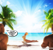 Nasty ginger babe in glasses gets them splashed with jizz from two thick