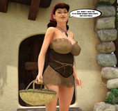 Black and white loggers are happy to be pleased by the Little Red Riding-hood's