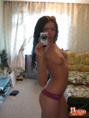 Raven-haired hottie in cute undies takes sexy selfies before joined by man with throbbing dick. - XXXonXXX - Pic 2