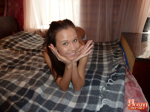 Chaste teen in modest floral panties starts sucking and ends sex session with a smile on her face. - Picture 1