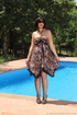 Sultry cheetah print dress slid off gal with rocking body to reveal her