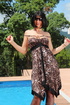 Sultry cheetah print dress slid off gal with rocking body to reveal her