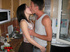 Delicious filly in a floral shirt and white panties takes a tool up the