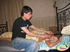 brunette guy waking his