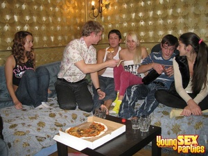 Six sexy youngsters with slammin’ bodies share pizza before they are driven wild by lust in hot orgy. - XXXonXXX - Pic 2