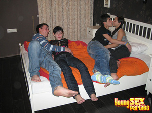 Four attractive teens in jeans shed their pants and engage in fantastically sexy foursome. - XXXonXXX - Pic 2