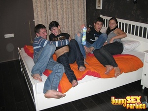 Four attractive teens in jeans shed their pants and engage in fantastically sexy foursome. - XXXonXXX - Pic 5