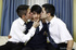 Trio of hot school boys shed some layers to share sexy fun with erections.