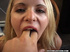 Sexually adventurous blonde is stuck under a desk chair to insert large