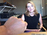 Blonde babe in a purple skirt is taught how to fist herself by her patient
