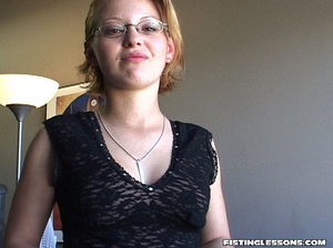 Gallant girl in glasses is given a cum facial after fisting her vagina and sucking a shaft. - XXXonXXX - Pic 2