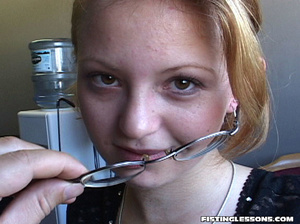 Gallant girl in glasses is given a cum facial after fisting her vagina and sucking a shaft. - XXXonXXX - Pic 4