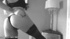 Tempting blonde in sexy tight black body stockings reveals ass and bouncy