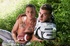 Football players with mesmerizing eyes find solace in a secluded, grassy