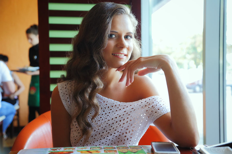 Lovely young cutie with brown hair teasing  - XXX Dessert - Picture 1