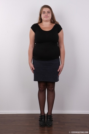 Fat chick wearing black shirt, skirt, st - Picture 2