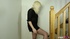 Blonde chick in a black and red dress bending that you can see her lingerie