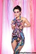 Busty alluring damsel in chic make up with hairy cunt covered flower designs