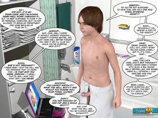 3d Porn Art Masturbating - Toon ponytailed mom finds a teen guy masturbating in - Silver Cartoon
